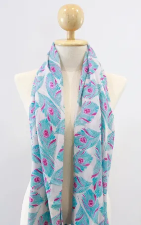 100% Cashmere Feather Blue & Pink Pashmina Shawl/Scarf