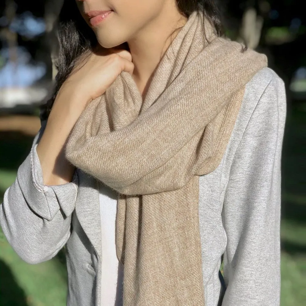 Beige Handloom Cashmere Scarf