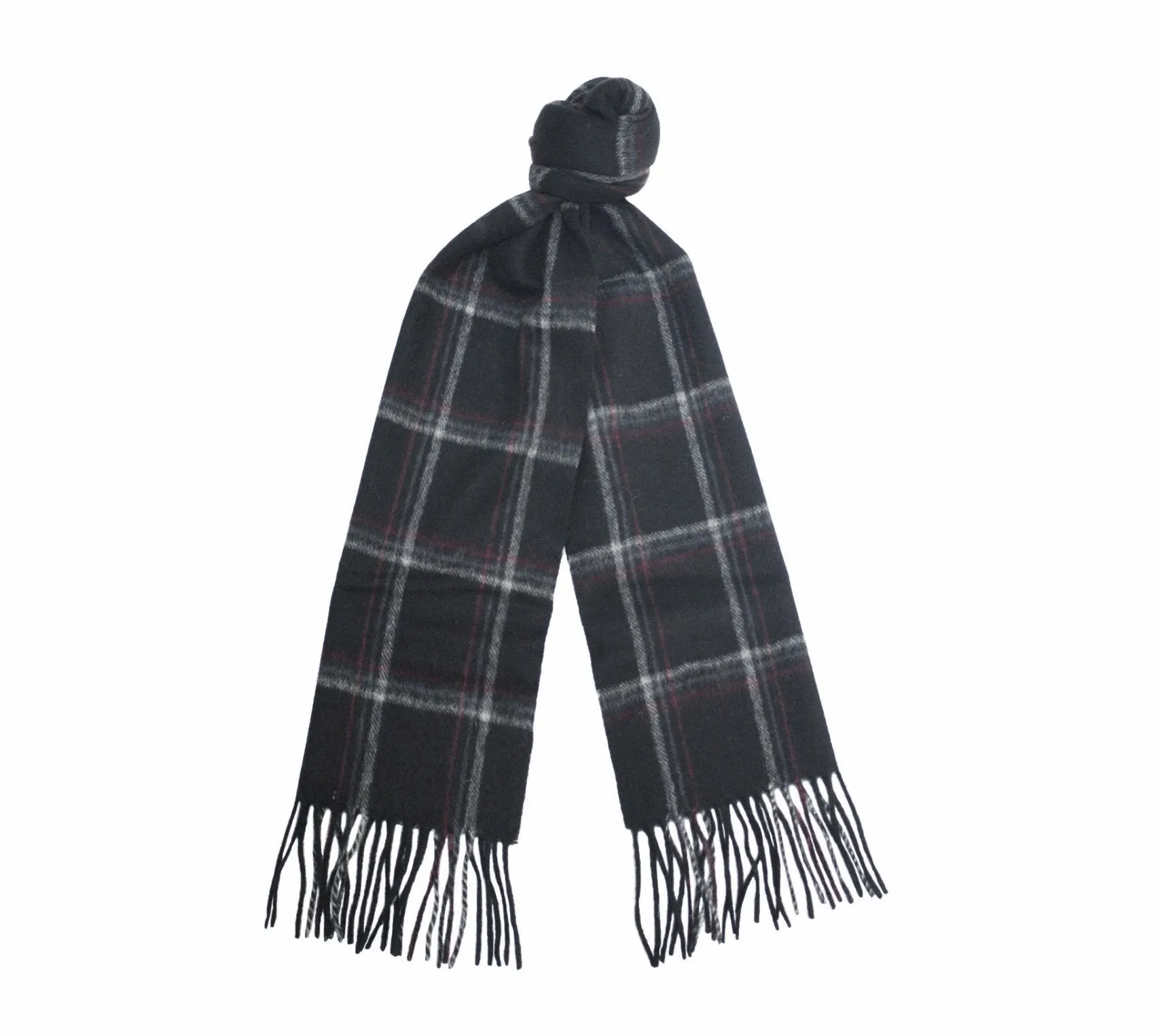 Black Silver Red Cashmere Woven small Check Scarf