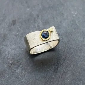 Blue Sapphire Bezel Ring Size 6