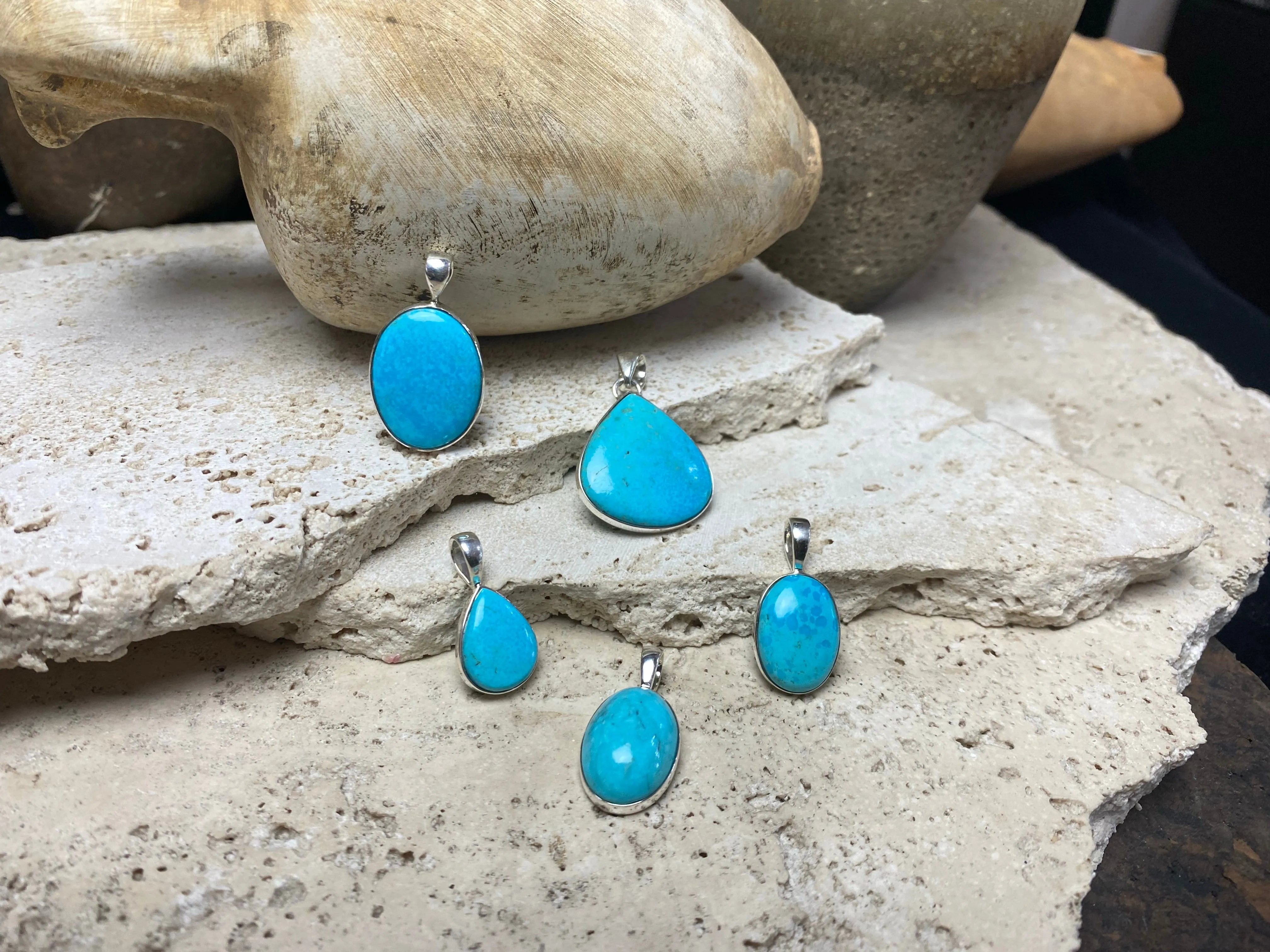 Blue Turquoise Silver Pendants