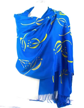 Bright Blue/yellow Designer Printed Scarf