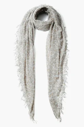 Cashmere and Silk  Scarf White Leopard