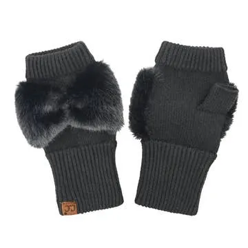 C.C. Faux Fur Fingerless Bow Glove Collection