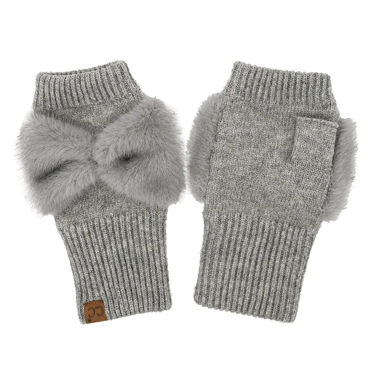 C.C. Faux Fur Fingerless Bow Glove Collection