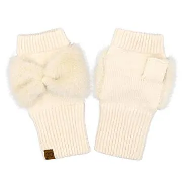 C.C. Faux Fur Fingerless Bow Glove Collection