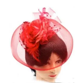 Deluxe Fascinator with Flower - Red