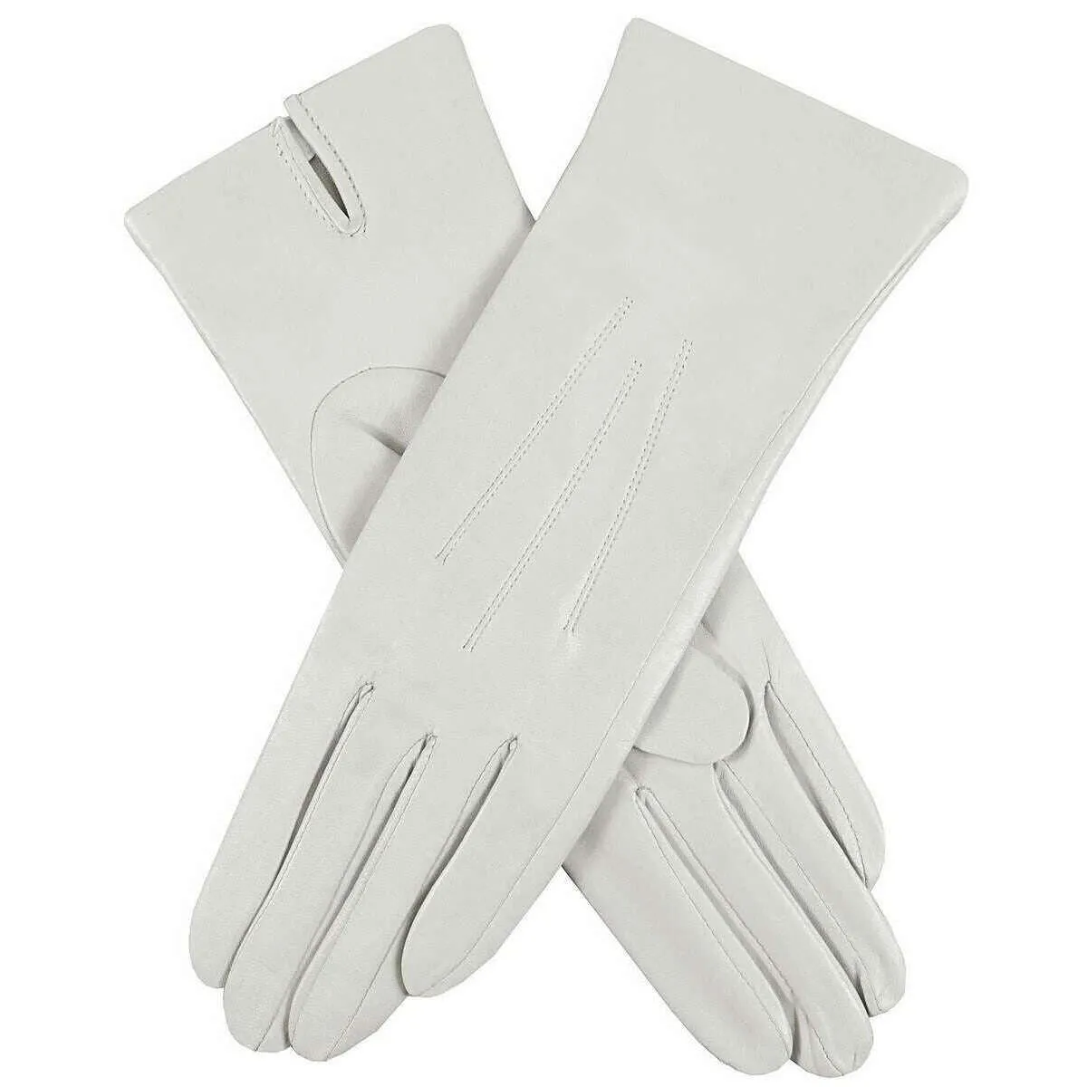 Dents Felicity Three-Point Silk Lined Leather Gloves - Silver