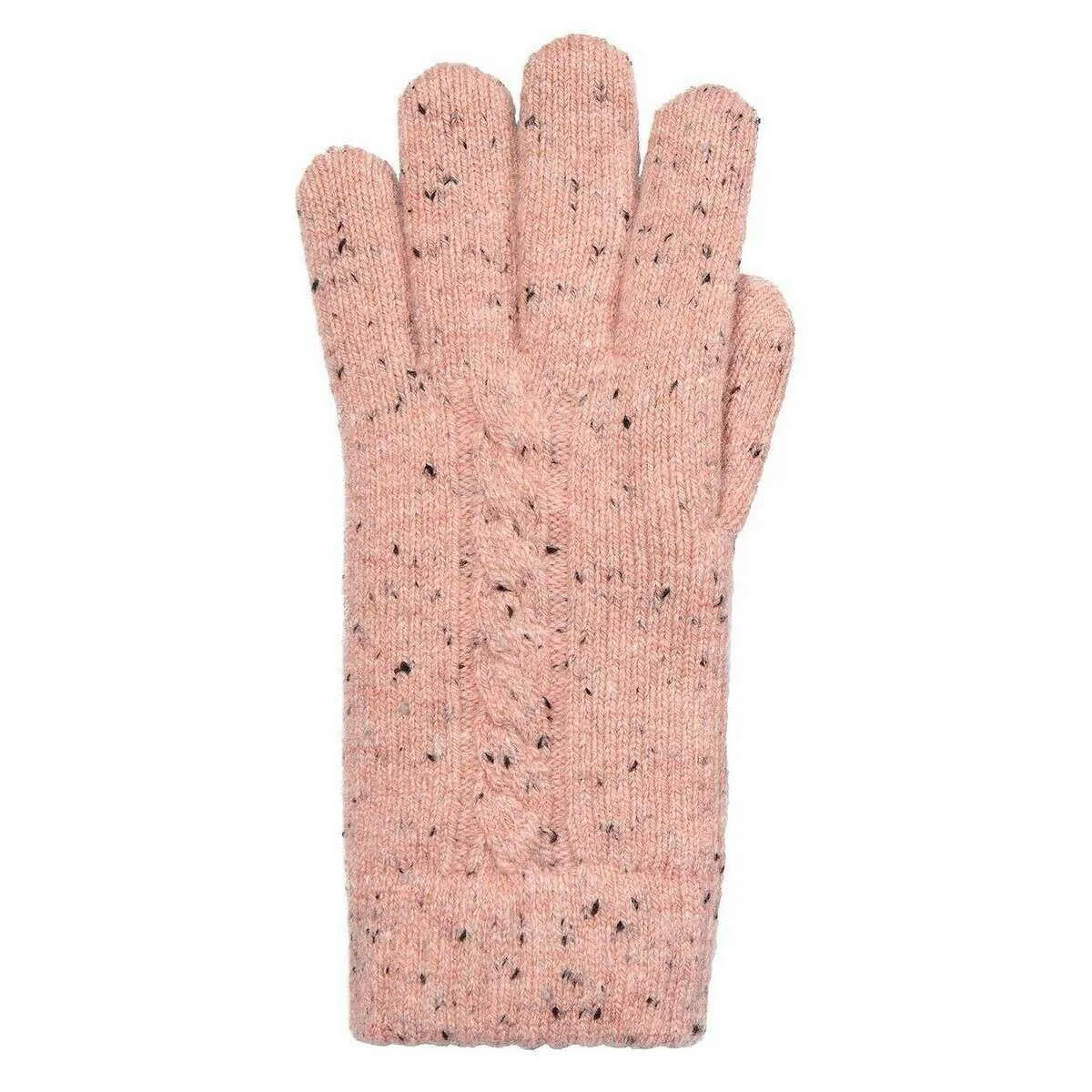 Dents Marl Yarn Cable Knit Gloves - Powder Pink