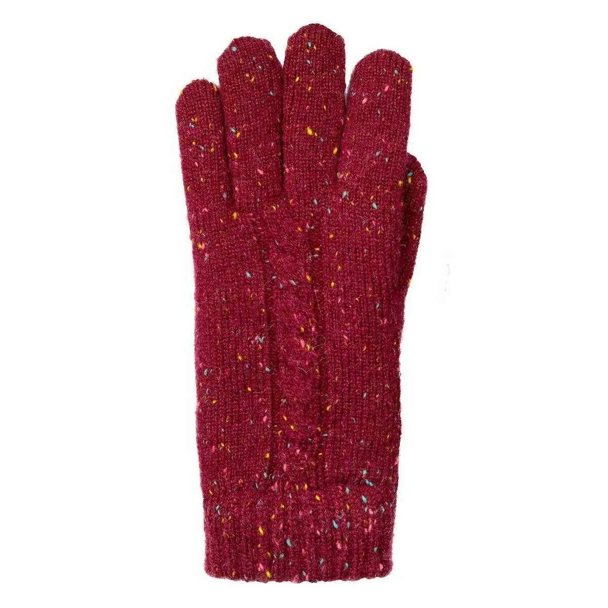 Dents Marl Yarn Cable Knit Gloves - Shiraz Red