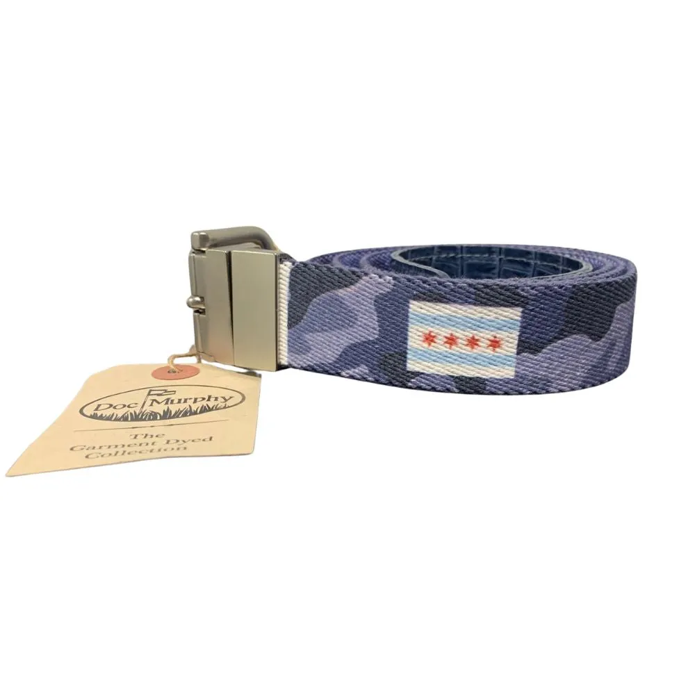 Doc Murphy Cut-To-Fit Reversible Belt American Flag/Chicago Flag Blue Camo