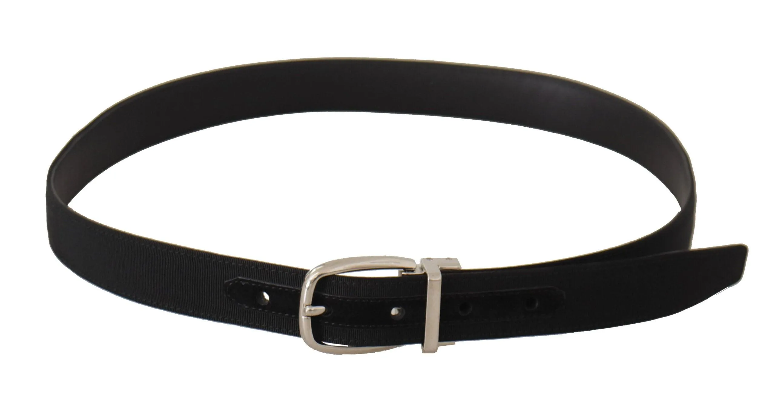 Dolce & Gabbana Belt Black Calf Leather Silver Tone Metal Buckle