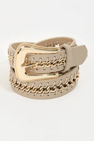 Faux Leather Chain Link Western Belt