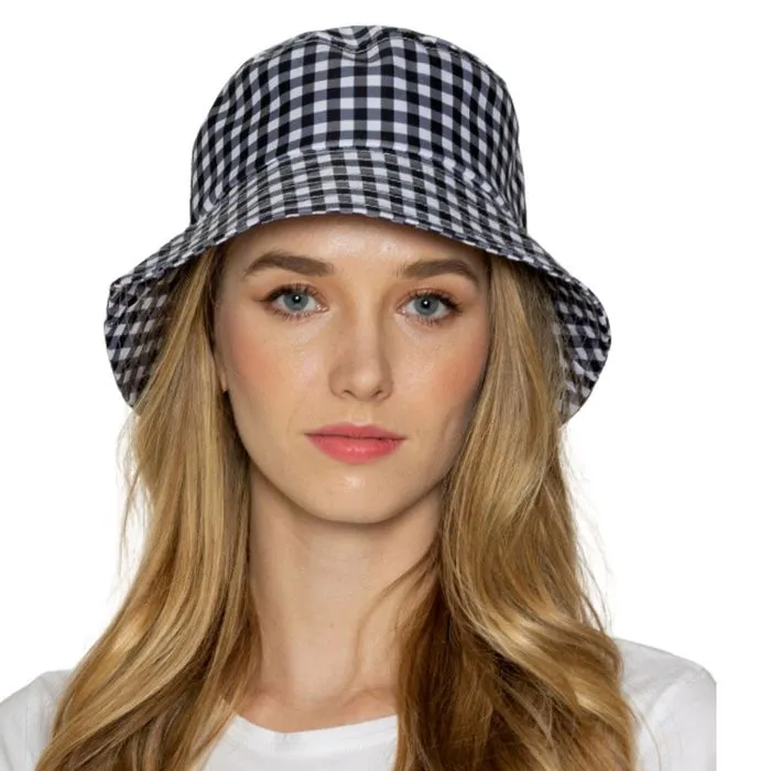 Gingham Draw String Bucket Hat