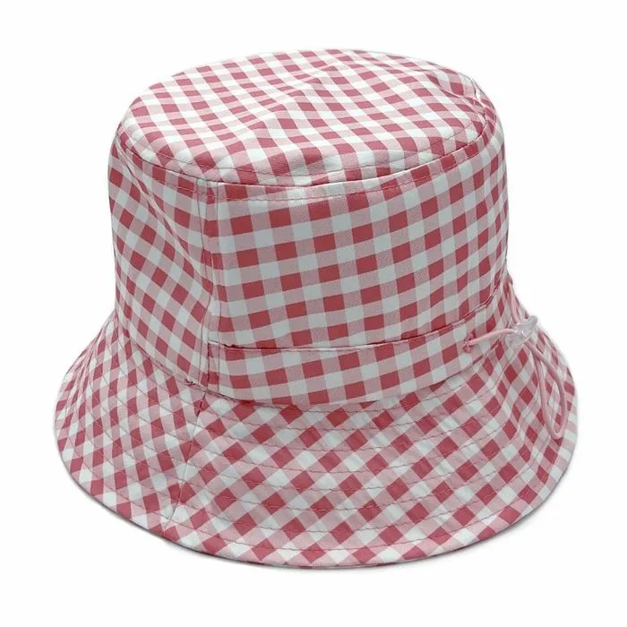 Gingham Draw String Bucket Hat