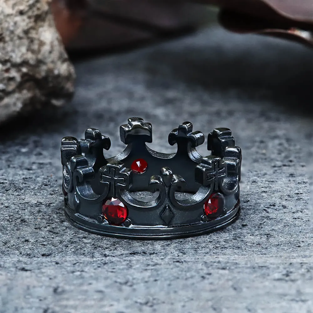 Gothic Roman Gemstone Crown Stainless Steel Ring