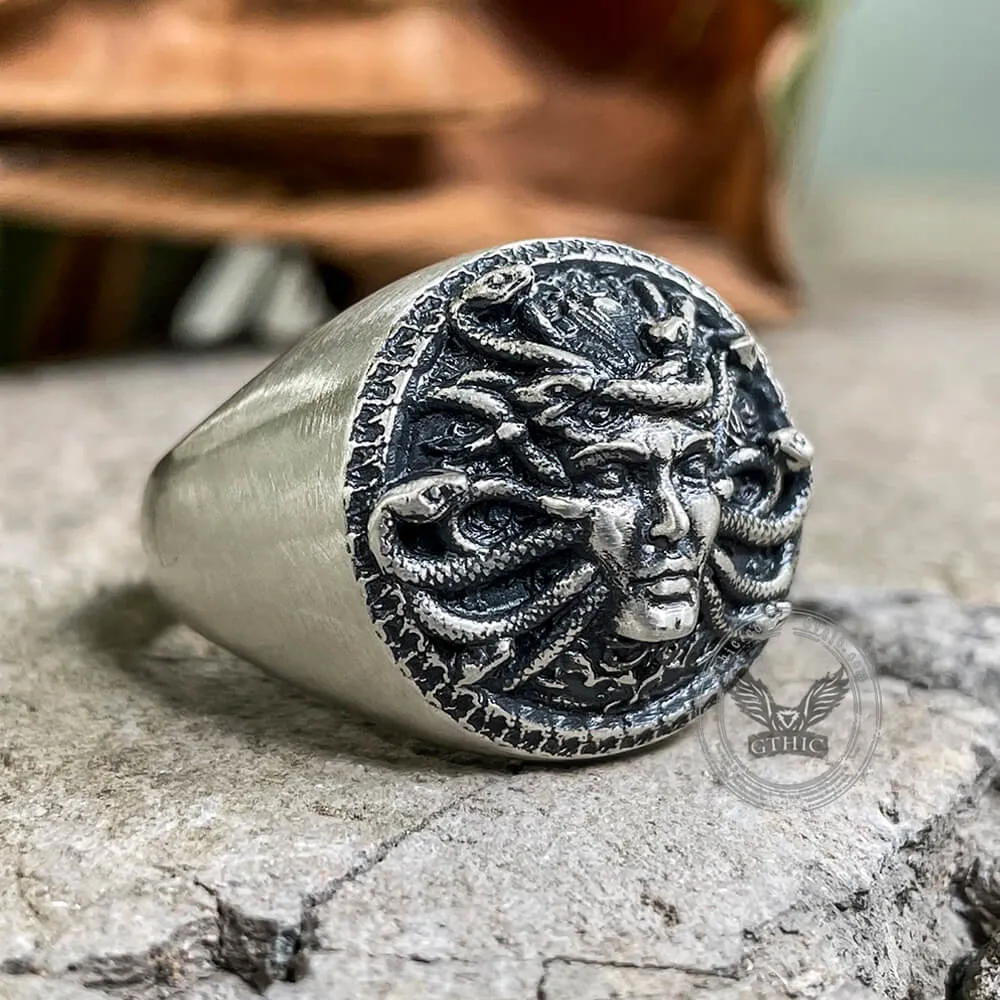 Greek Gorgon Medusa Sterling Silver Ring