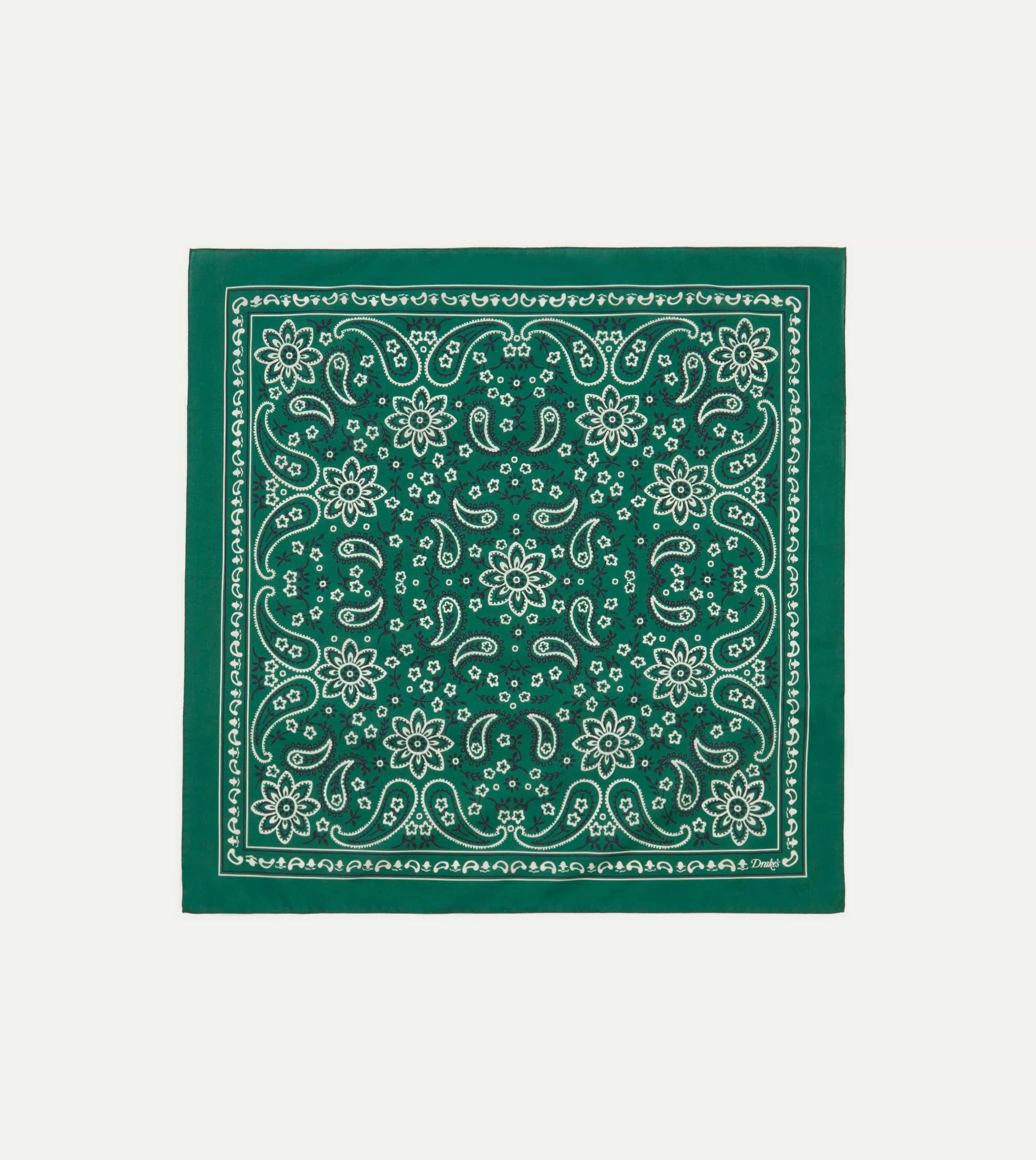 Green Paisley Print Cotton Bandana