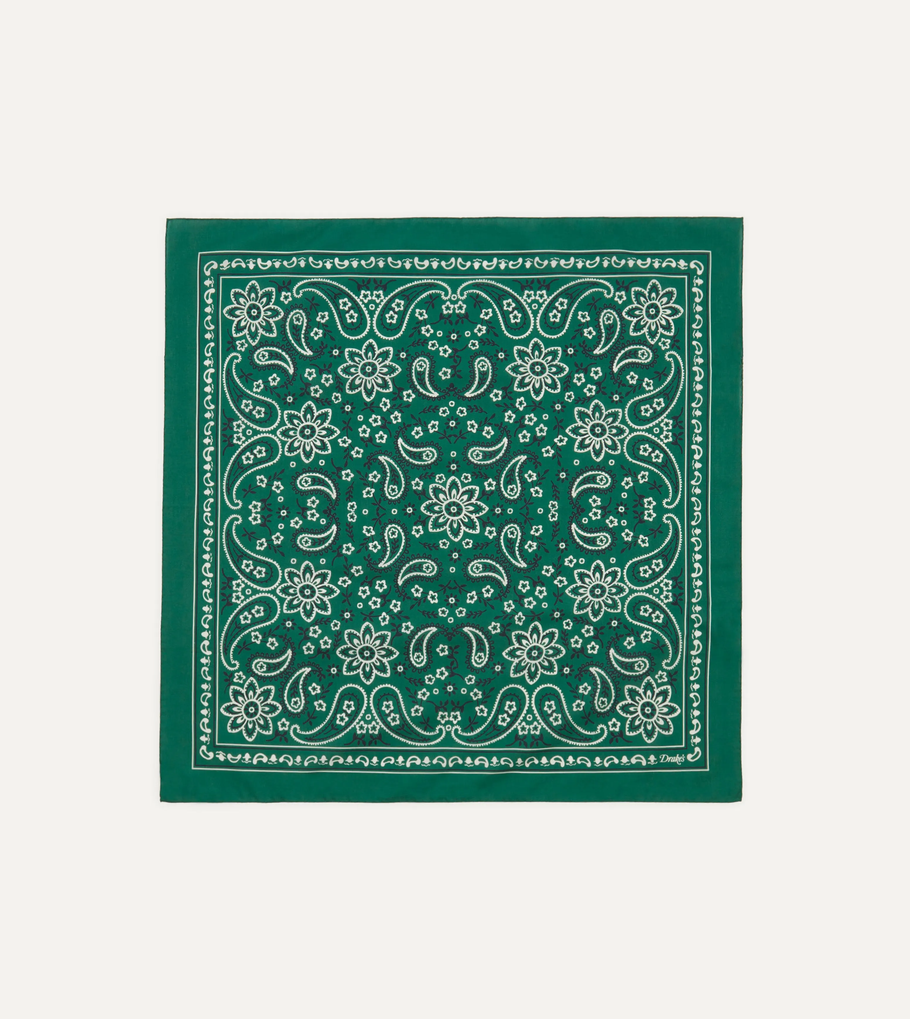 Green Paisley Print Cotton Bandana