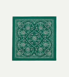 Green Paisley Print Cotton Bandana