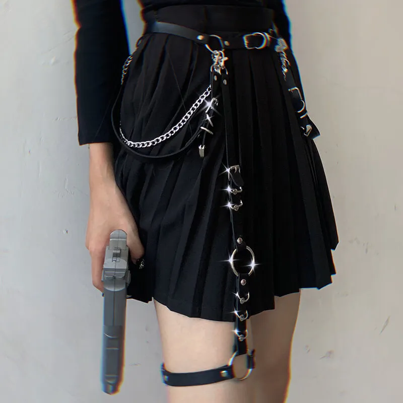 Harajuku punk girl body chain garter belt