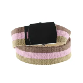 Ice Cream Nylon Webbing Belt with Shiny Silver Slider Buckle (Length - 120cm, Width - 3.8cm)