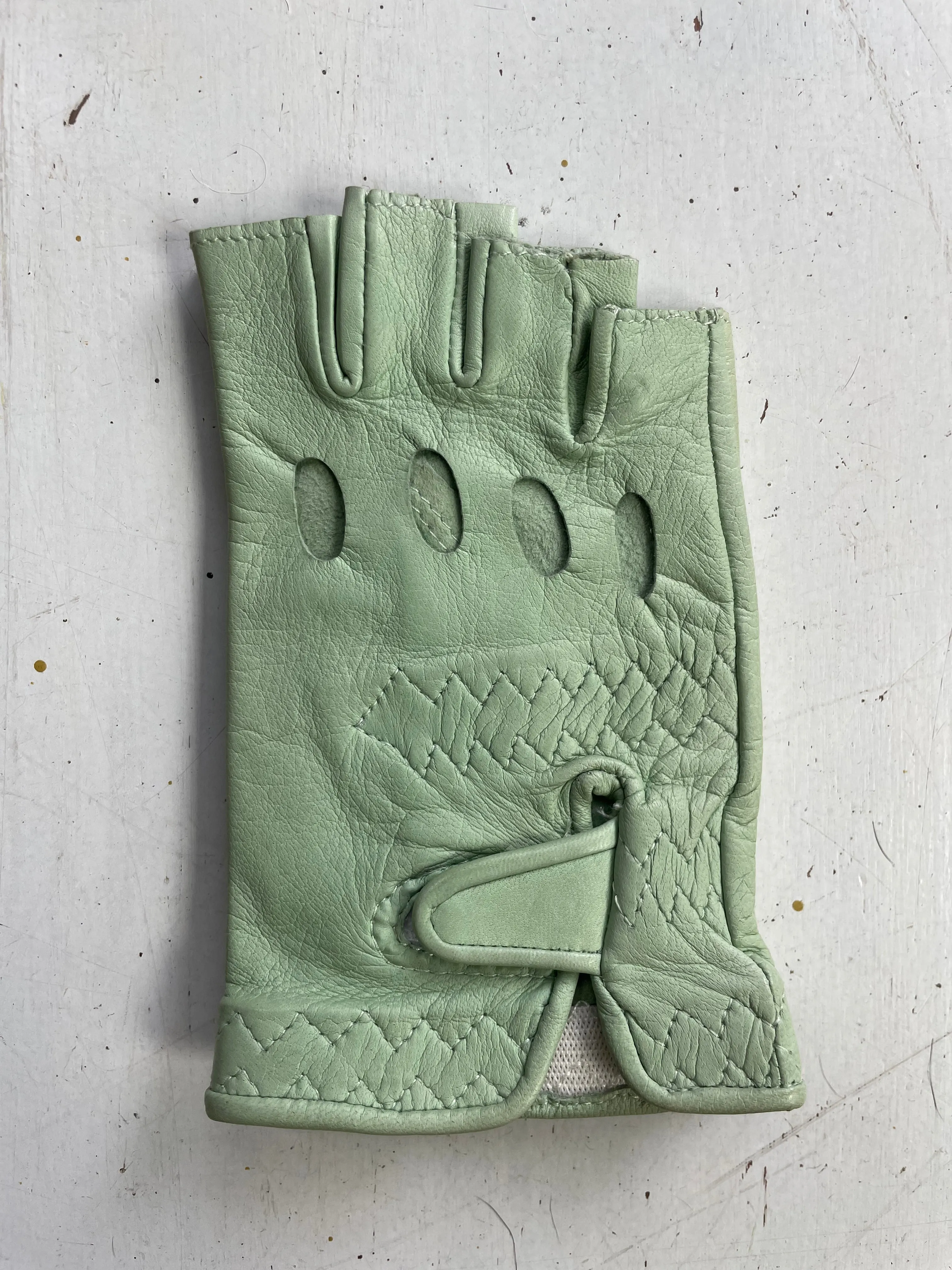 Ines Vintage - Fingerless Fashion Leather Driving Gloves