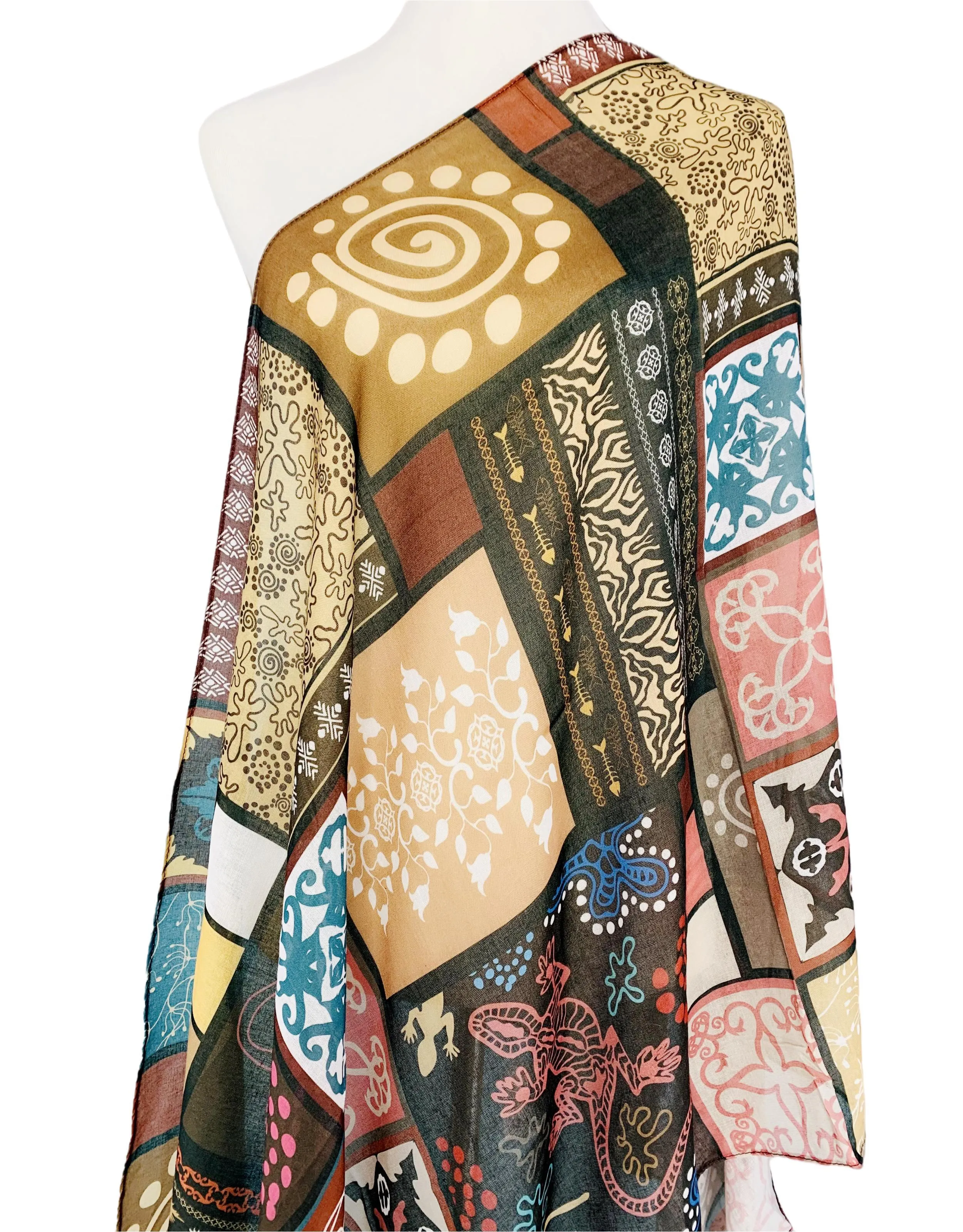 JC071133 Multicolor Ancient Culture Symbols Scarf