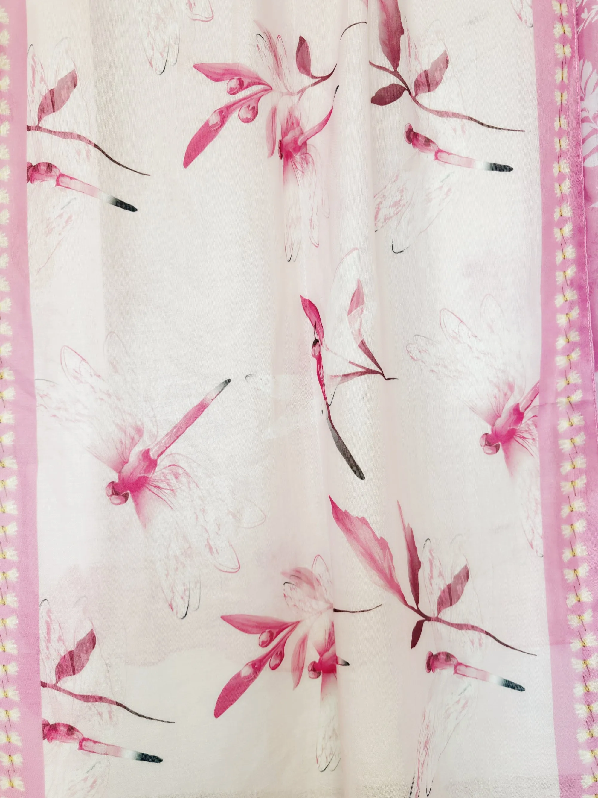 JC071199 Pink Dragonfly Border-Detailed Scarf