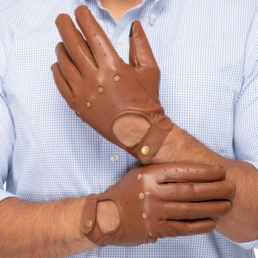 Leather Driving Gloves Men Tan