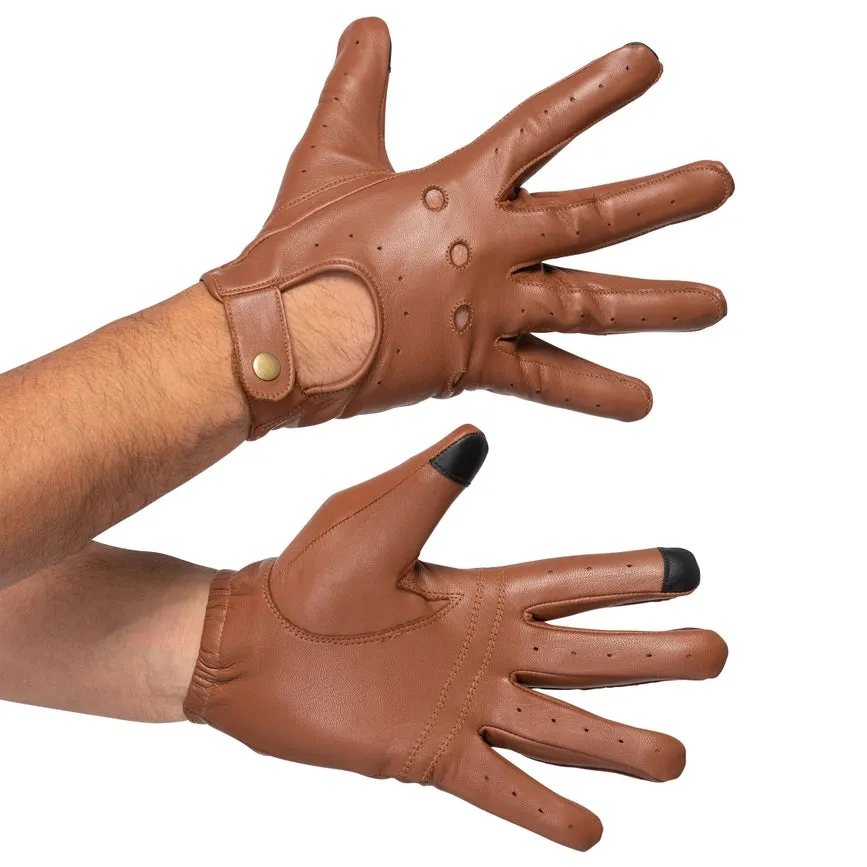 Leather Driving Gloves Men Tan