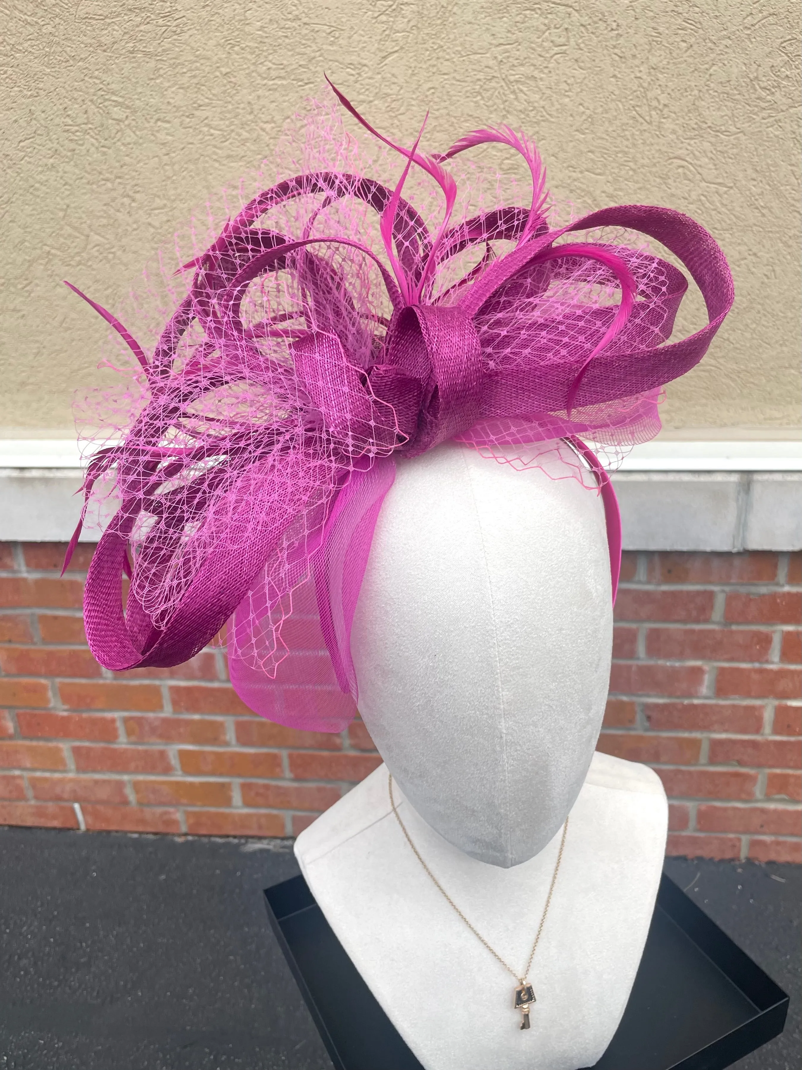 Magenta Side Loop Fascinator