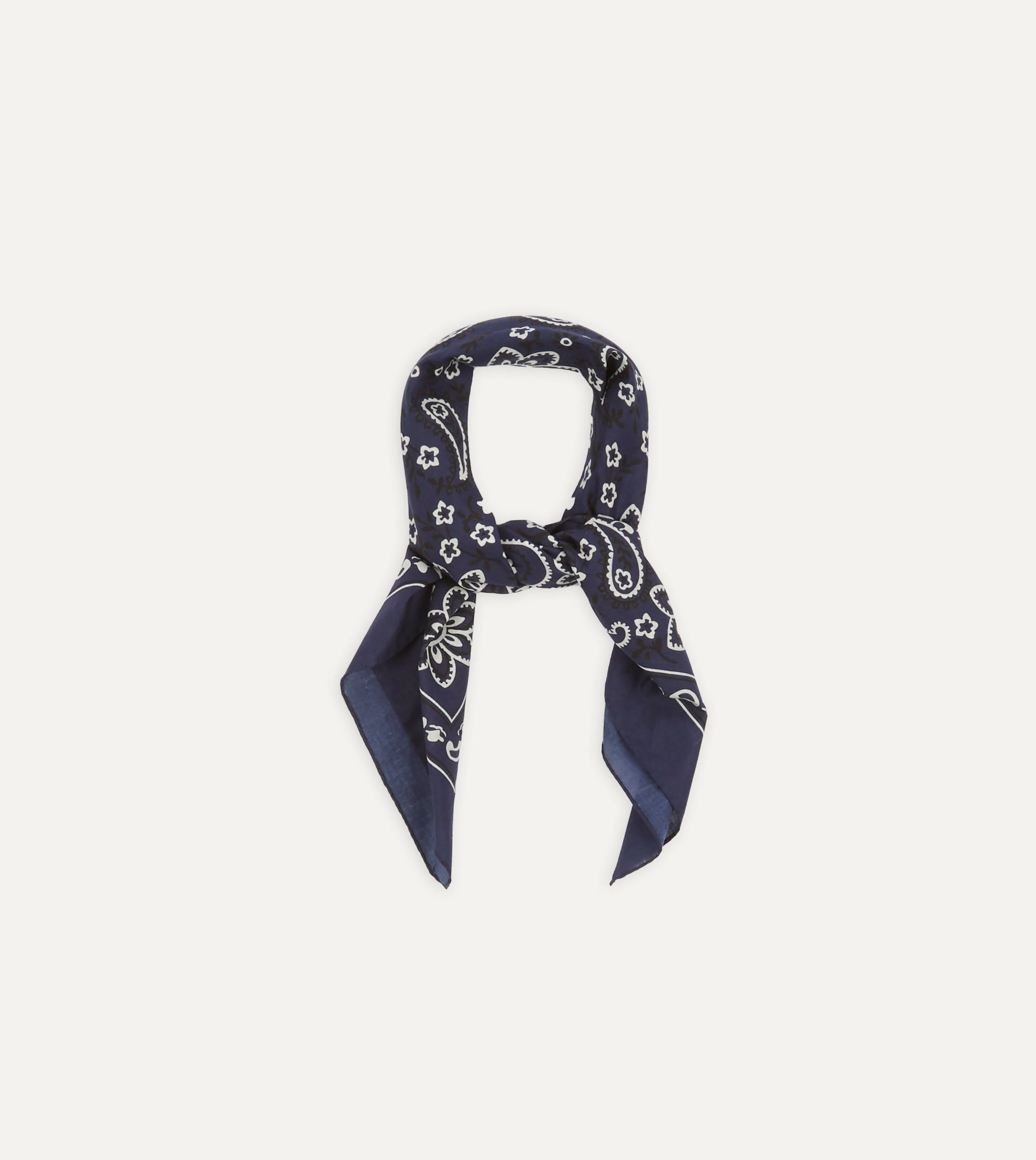 Navy Paisley Print Cotton Bandana