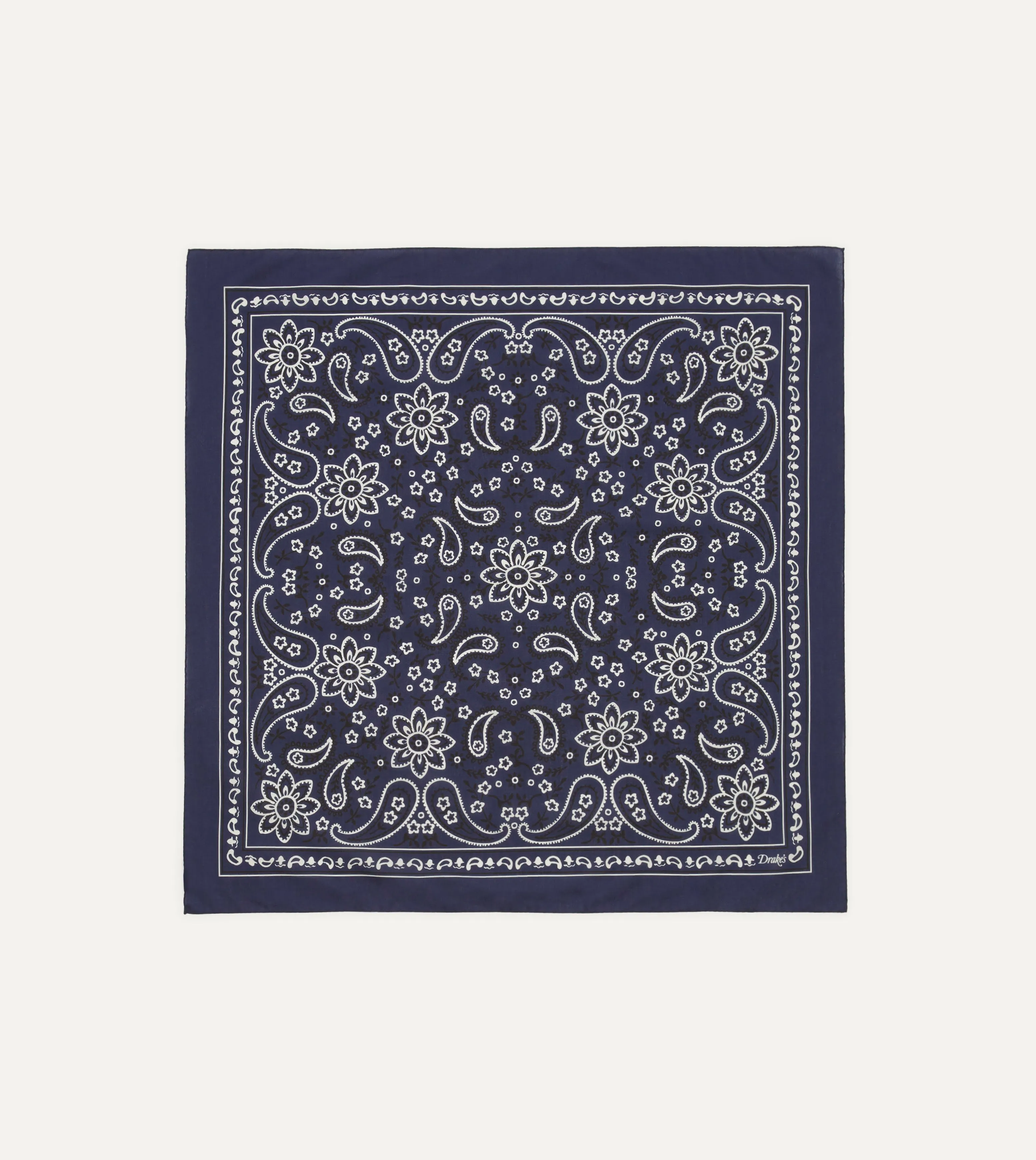 Navy Paisley Print Cotton Bandana