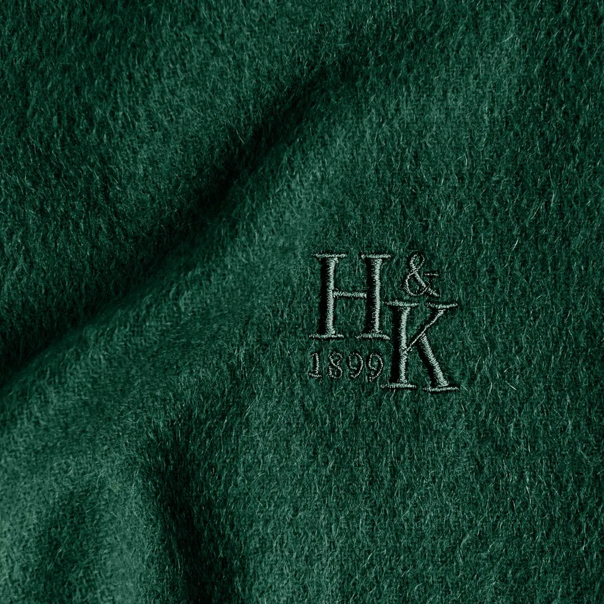 Plain Dark Green Narrow Width Pure Cashmere Scarf