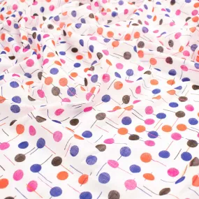 Printed Voile Red & Blue Dots