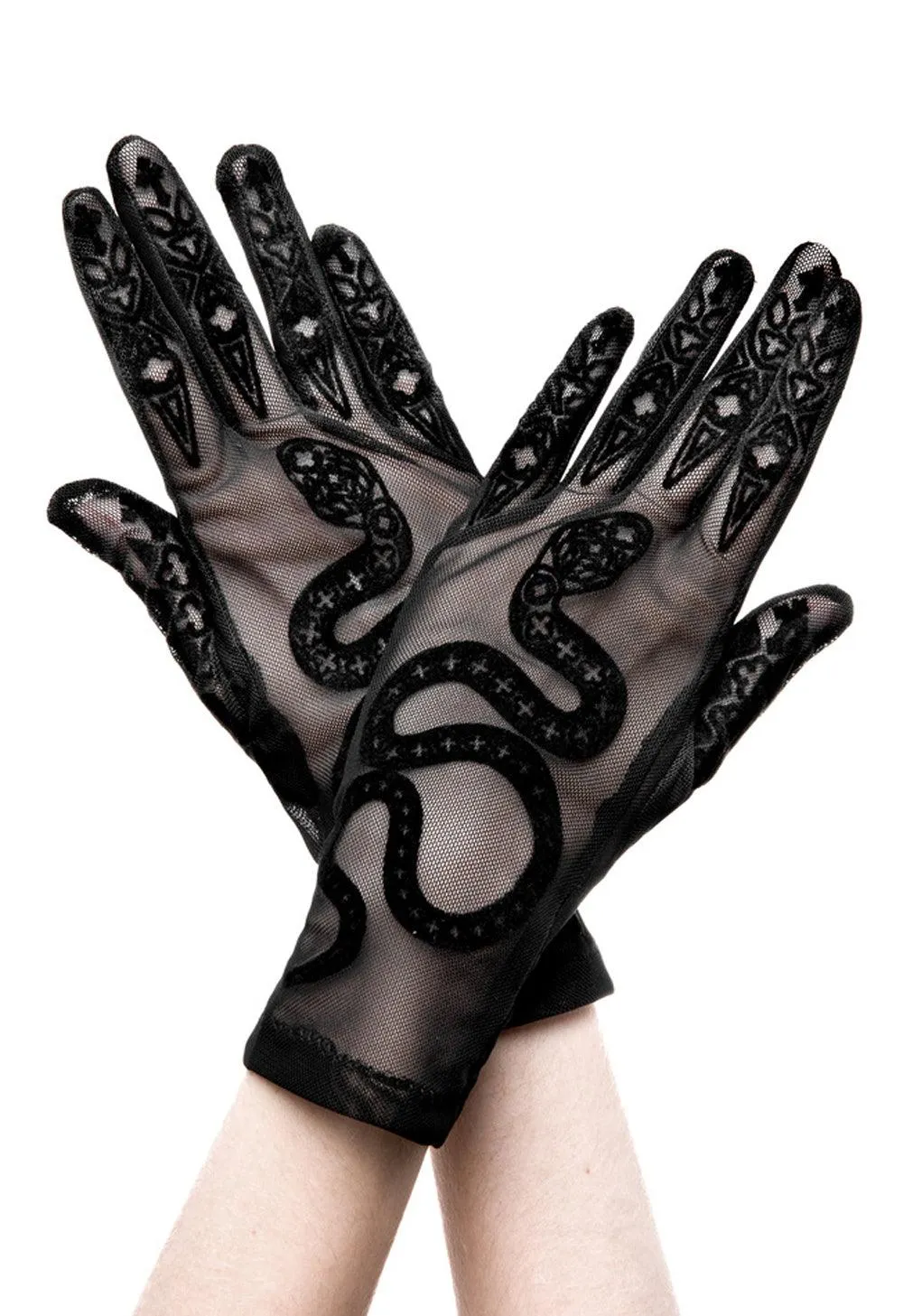 Restyle - Cathedral Snake - Mesh Gloves / Gothic Fashion Gloves