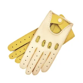 Rome Creme and yellow Deerskin Driving Gloves