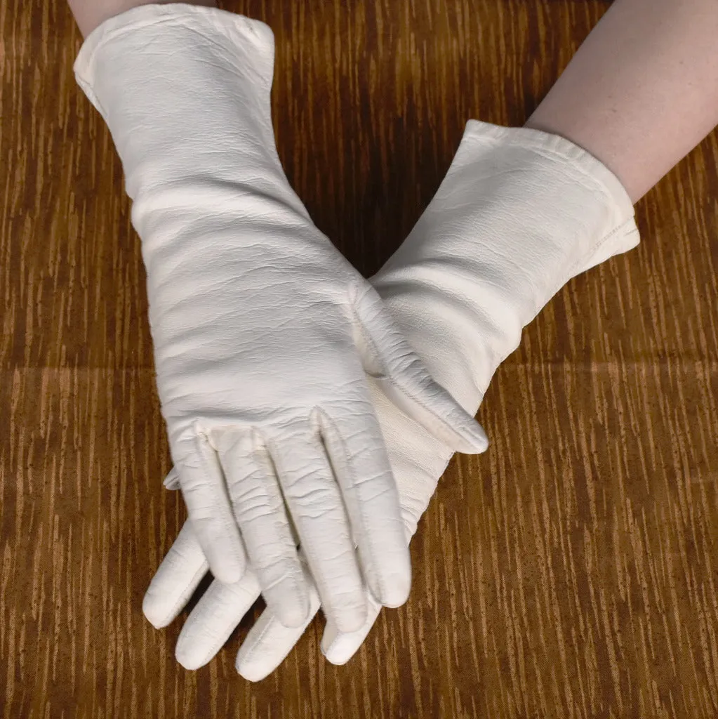 Soft Off White Leather Driving Gloves