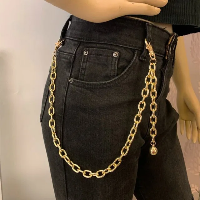 Stylish Waist Pants Belt Chain Multilayer Chain Ring Trousers Belt