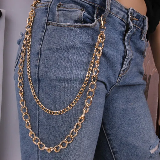 Stylish Waist Pants Belt Chain Multilayer Chain Ring Trousers Belt