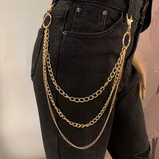 Stylish Waist Pants Belt Chain Multilayer Chain Ring Trousers Belt