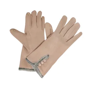 Triple Buttoned Taupe Glove