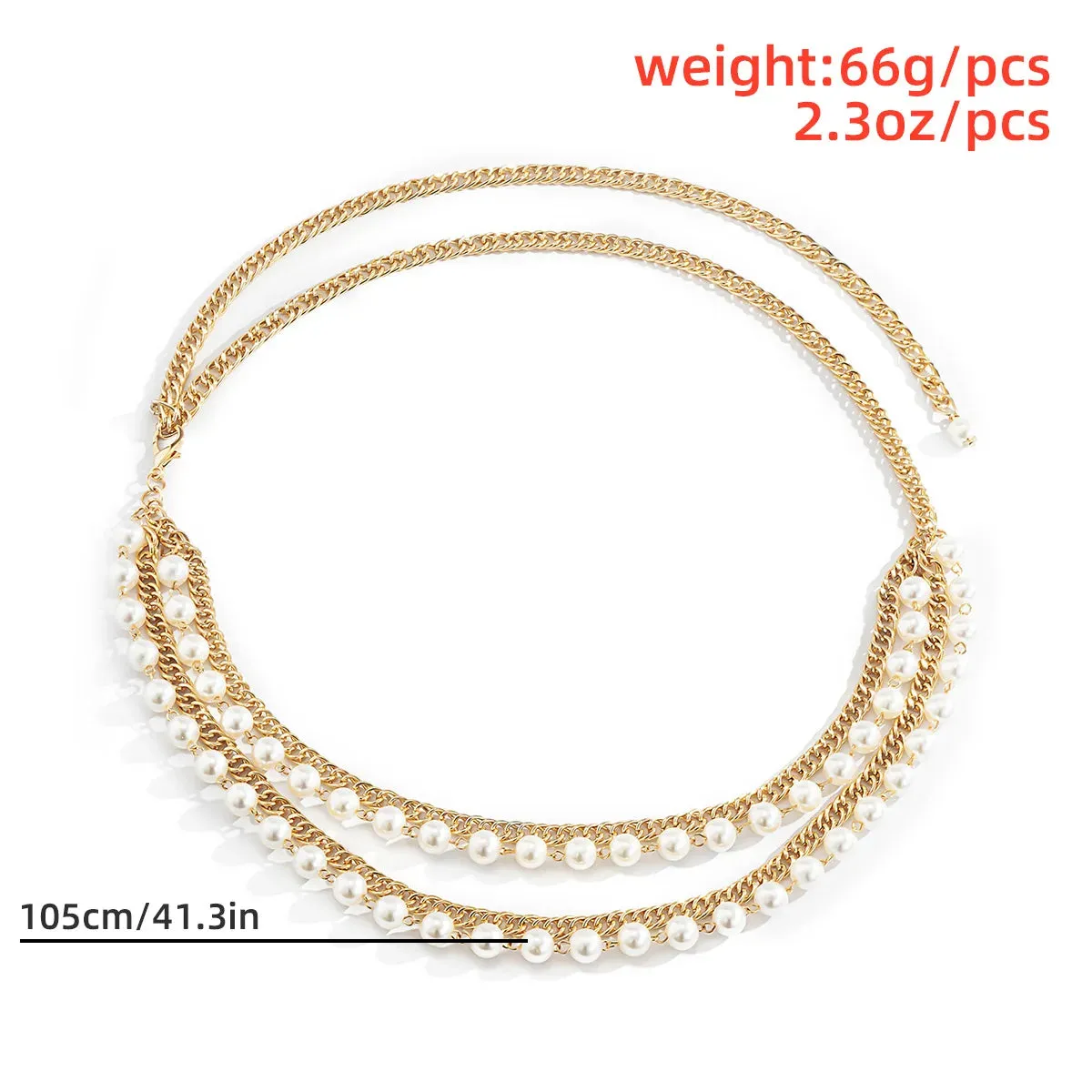 U-shaped Geometric Chain Body Chain Imitation Pearl Multi-layer Temperament Tassel Waist Chain Women