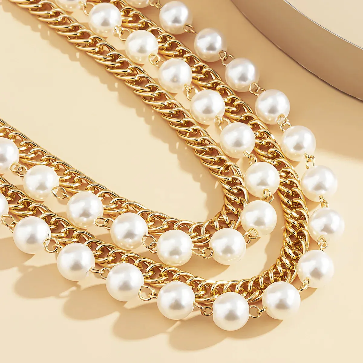 U-shaped Geometric Chain Body Chain Imitation Pearl Multi-layer Temperament Tassel Waist Chain Women