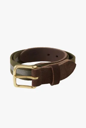 Webbed Belt Canvas Suede Green Grey